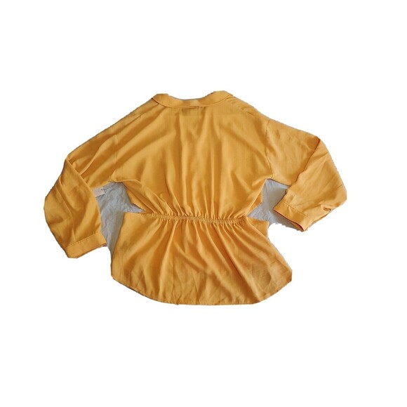 Womens Xl Blouse V-Neck Yellow Lightweight Cutout Detail Bold Elements - Picture 3 of 11